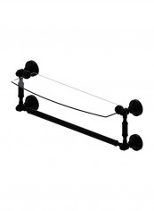 Glass Shelf With Integrated Towel Bar Black/Clear 18inch