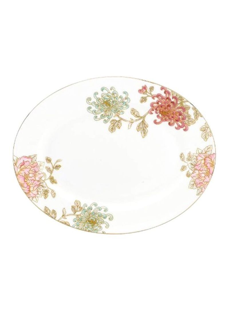 Marchesa Painted Camellia Oval Serving Platter White/Red/Green 13inch