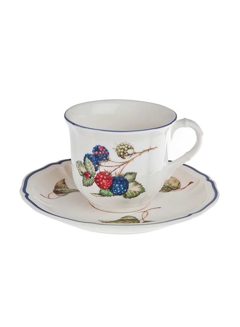 12-Piece Cottage Coffee Cup And Saucer Set White/Green/Blue