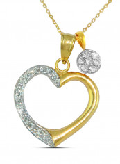 18 Karat Gold 0.07 Carat Diamonds Heart And Solitaire Pendant Necklace