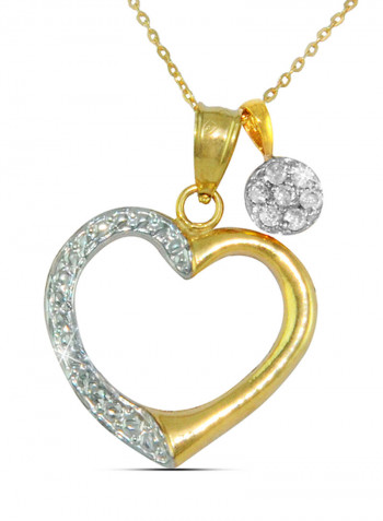 18 Karat Gold 0.07 Carat Diamonds Heart And Solitaire Pendant Necklace