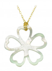 18 Karat Gold Lucky Clover Mother Of Pearl Necklace