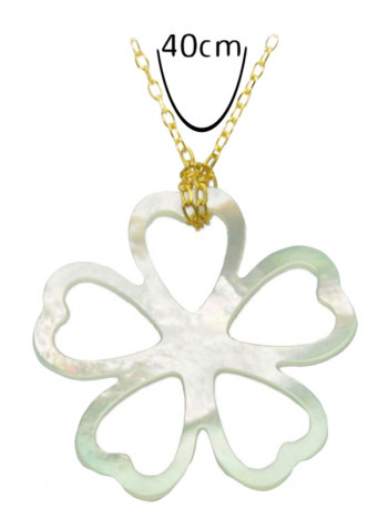 18 Karat Gold Lucky Clover Mother Of Pearl Necklace