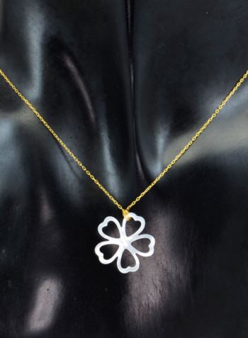 18 Karat Gold Lucky Clover Mother Of Pearl Necklace