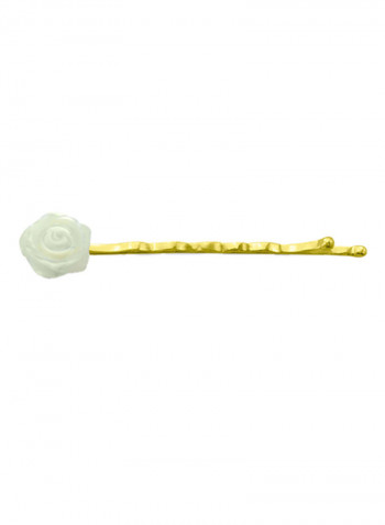 18k Gold Mother Of Pearl Rose Hair Pin