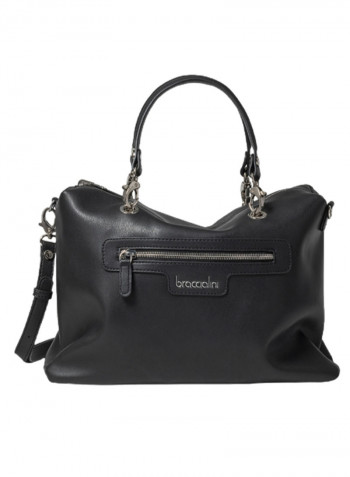 Logo Detail Jennifer Shoulder Bag Black