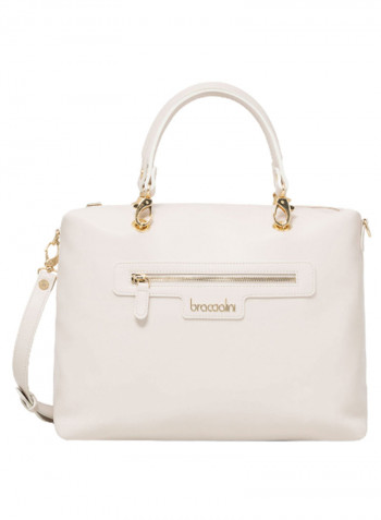 Logo Detail Jennifer Shoulder Bag White/Gold