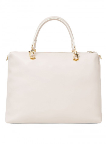 Logo Detail Jennifer Shoulder Bag White/Gold