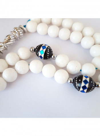 Tasbih Natural Coral and Kook Elegant Engraved Prayer Beads Rosary