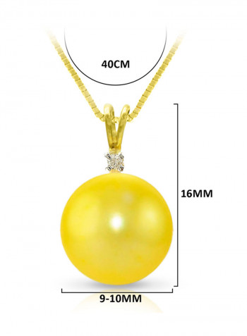18 Karat Gold 0.02 Carat Diamonds 9-10 mm Pearl Pendant Necklace