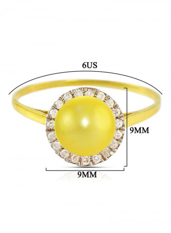 18 Karat Gold 0.10 ct Genuine Diamonds And Genuine Pearl Cocktail Ring