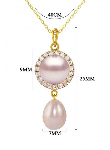 18 Karat Gold 0.10 ct Genuine Diamonds And Pearl Chain Necklace