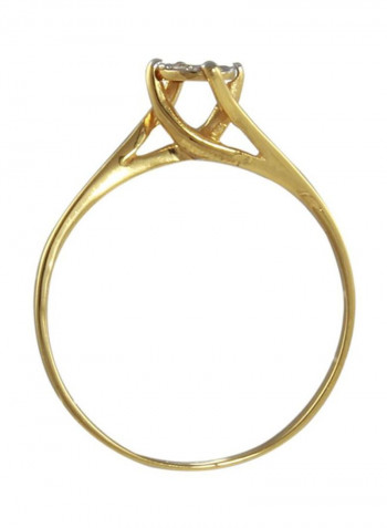 18 Karat Gold Diamonds Twisted Solitaire Ring