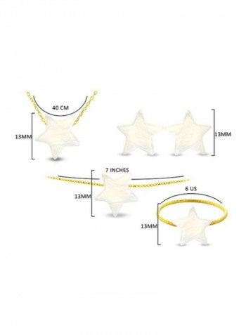 5-Piece 18 Karat Gold Star Shape Mother Of Pearl Jewellery Set