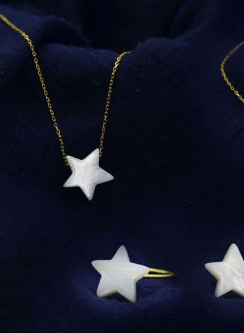 5-Piece 18 Karat Gold Star Shape Mother Of Pearl Jewellery Set