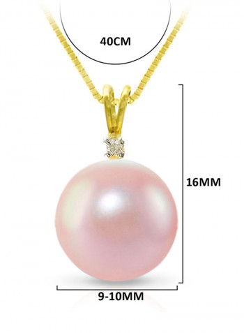 18 Karat Gold 0.02 Carat Diamonds 9-10 mm Pearl Pendant Necklace