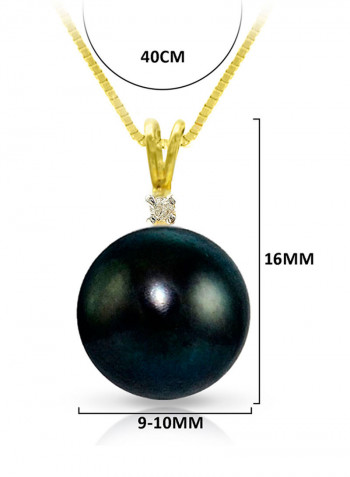 18 Karat Gold 0.02 Carat Diamonds 9-10 mm Pearl Pendant Necklace