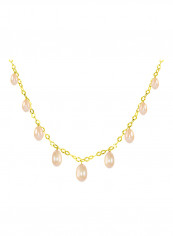 18 Karat Gold Pearl Drops Chain Necklace
