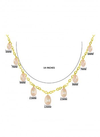 18 Karat Gold Pearl Drops Chain Necklace