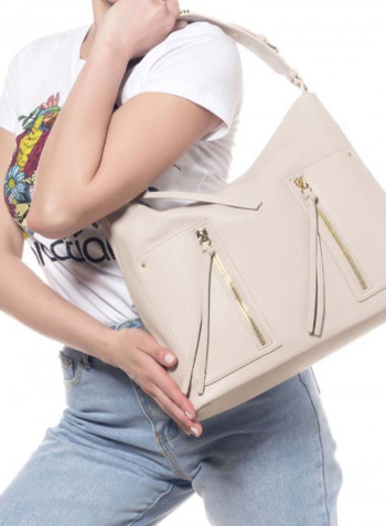 Ginger Logo Detail Hobo Beige