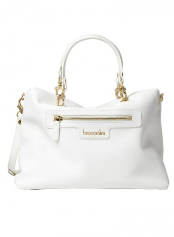 Logo Detail Jennifer Shoulder Bag White/Gold