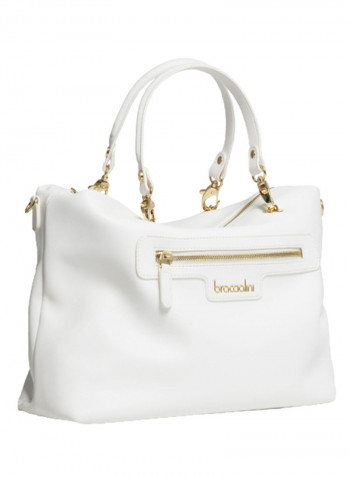 Logo Detail Jennifer Shoulder Bag White/Gold