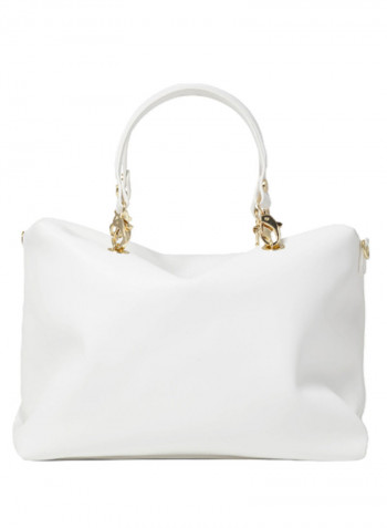 Logo Detail Jennifer Shoulder Bag White/Gold