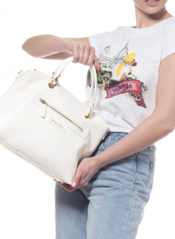 Logo Detail Jennifer Shoulder Bag White/Gold