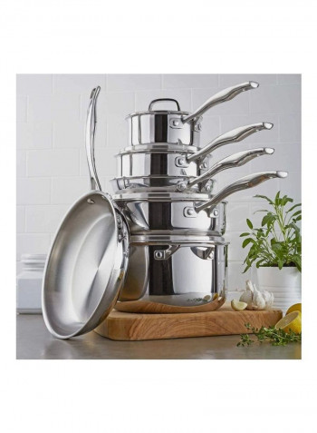 10-Piece Tri-Ply Stainless Steel Cookware Set Silver 10.3kg