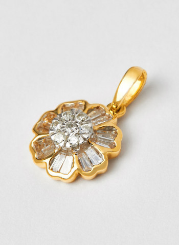 18 Karat Gold Bagguette Floral Pendant