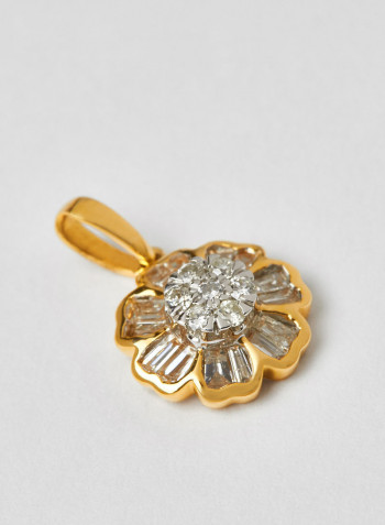 18 Karat Gold Bagguette Floral Pendant
