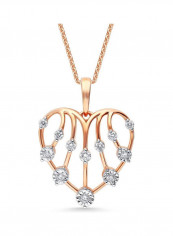 18 Karat Rose Gold 0.15 Carat Heart Shaped Diamond Pendant