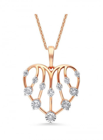 18 Karat Rose Gold 0.15 Carat Heart Shaped Diamond Pendant
