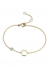 18-Karat Yellow Gold 0.08 Ct. Diamond Studded Hexagone Bracelet