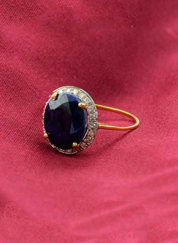 18 Karat Gold Oval Diamond Sapphire Ring