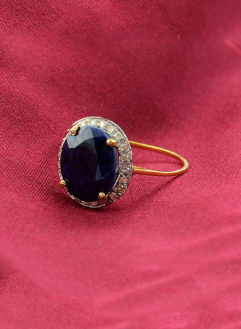 18 Karat Gold Oval Diamond Sapphire Ring