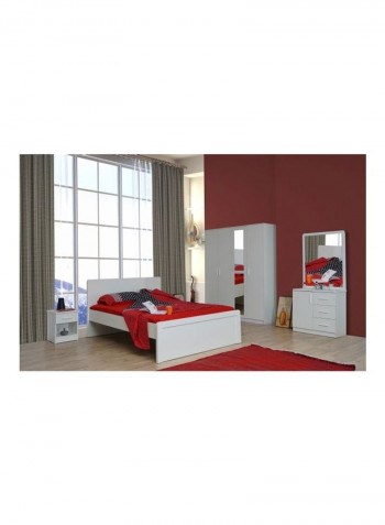 Boston 4-Door Wardrobe With Mirror White/Silver