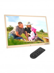 LED Digital Photo Frame With Remote Control 15.4inch Gold