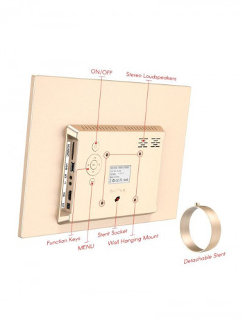 LED Digital Photo Frame With Remote Control 15.4inch Gold