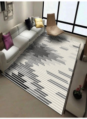 Modern Simple Style Non-Skid Living Room Carpet Black/White 180x280centimeter