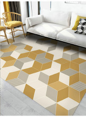 Simple Style Non-Skid Living Room Carpet Yellow/White 180x280centimeter
