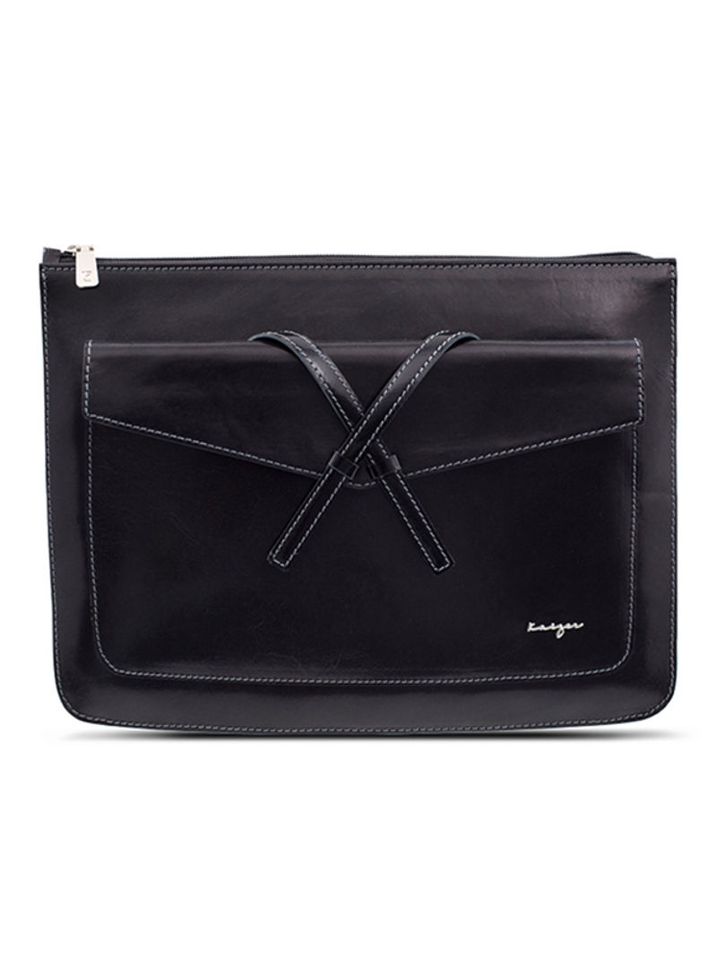 Adroit Leather Document And Macbook Sleeve Black