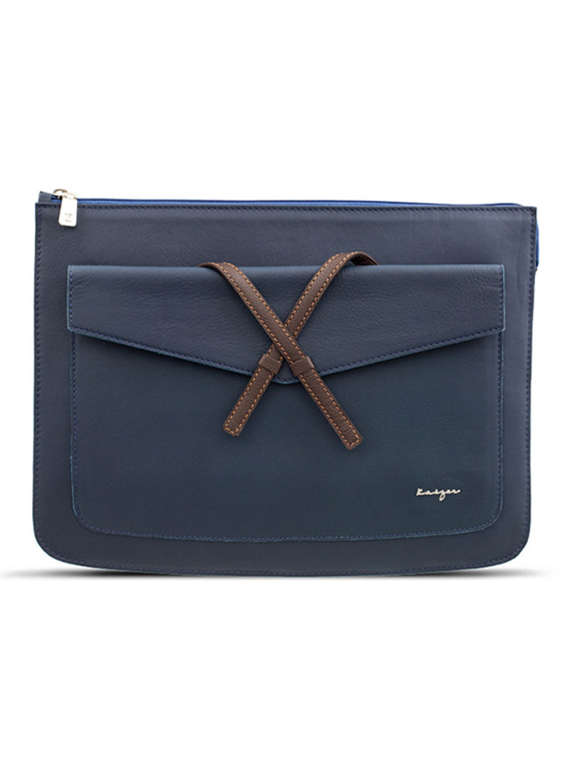 Adroit Leather Document And Macbook Sleeve Dark Blue
