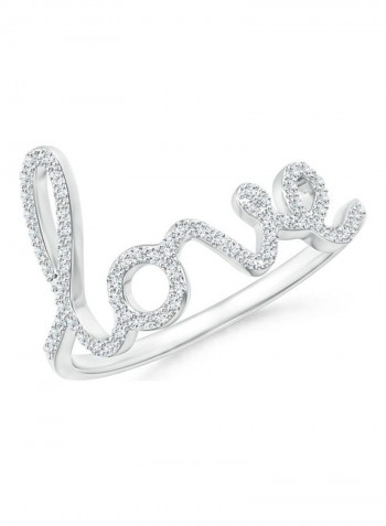 18 Karat White Gold Cursive Style Diamond Ring