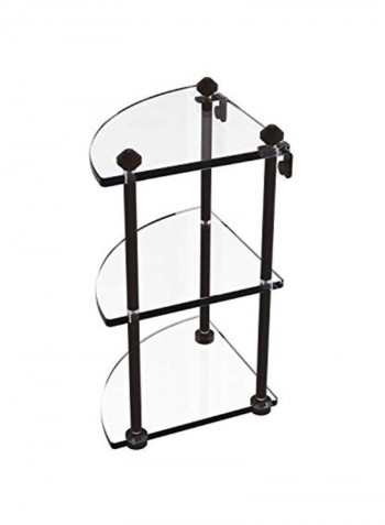 3-Tier Corner Glass Shelf Clear/Black 0.375inch