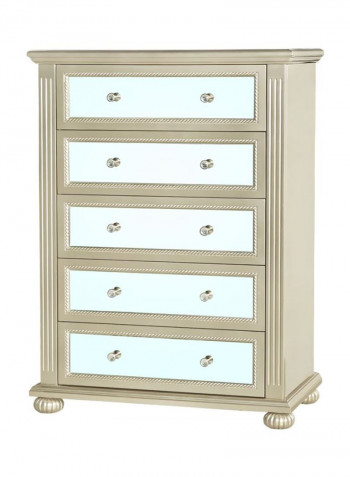 Hampton 5-Drawer Chest Gold/White 91x123x50centimeter