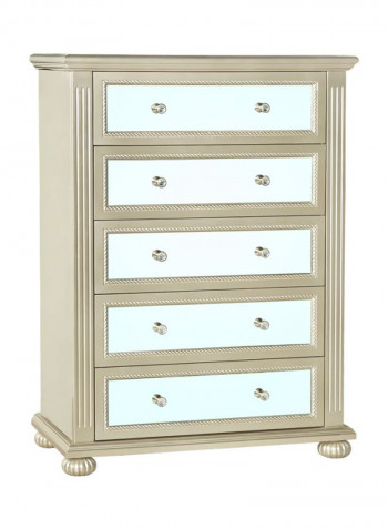 Hampton 5-Drawer Chest Gold/White 91x123x50centimeter