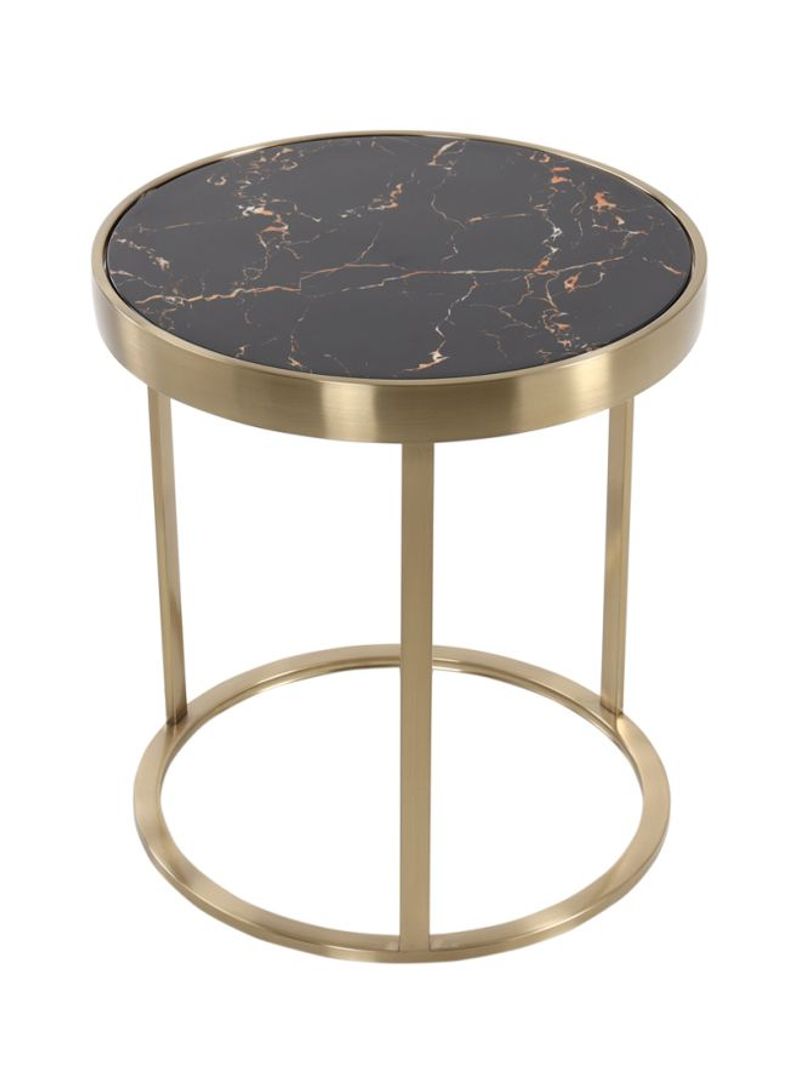 Round Shaped End Table Brown/Gold/Orange