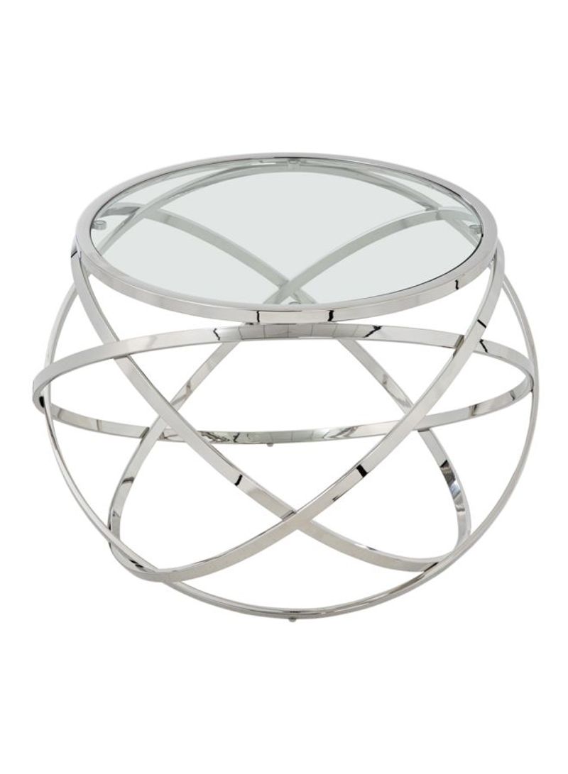 Orbit Round Side Table Silver/Clear 68x68x53centimeter