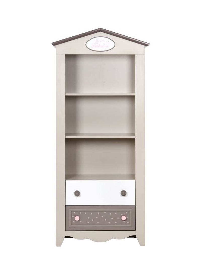 3-Shelf Wooden Bookcase Beige/Pink/White 85x45x198centimeter